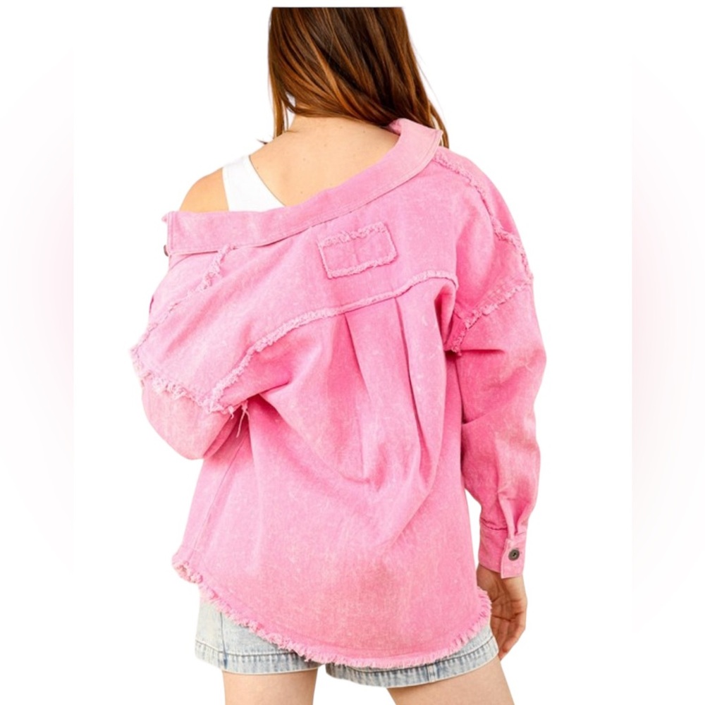 Pink Oversized Shacket Jacket Size Medium New Nwt - Picture 2 of 11